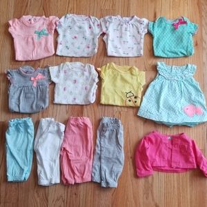 Carter's NB Girls Onesie/Pant Lot (13 pieces)
